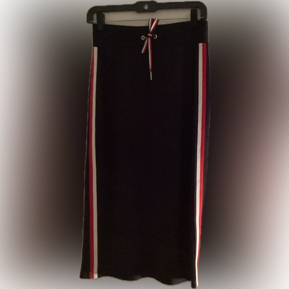 Tommy Hilfiger navy blue pull on pencil midi skirt with elastic size XS NWOT - Picture 2 of 4